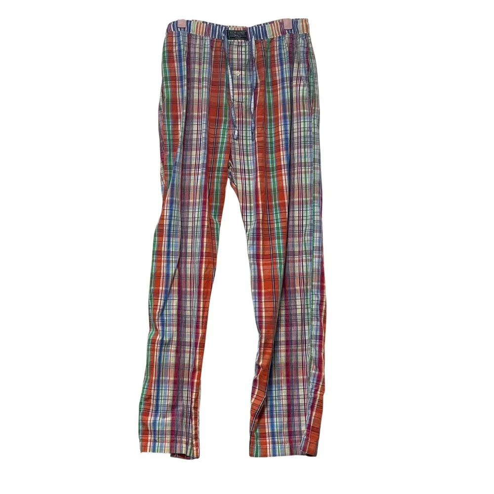 Polo Ralph Lauren Mens Medium Madras Plaid Pajama Pants Multicolor Cotton Sleep